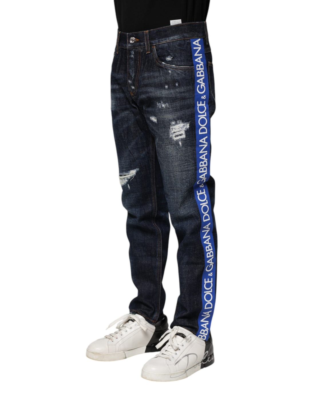 Dolce &amp; Gabbana Sample Sale Dolce &amp; Gabbana Dark Blue Tattered Skinny Denim Jeans - | Designer outlet