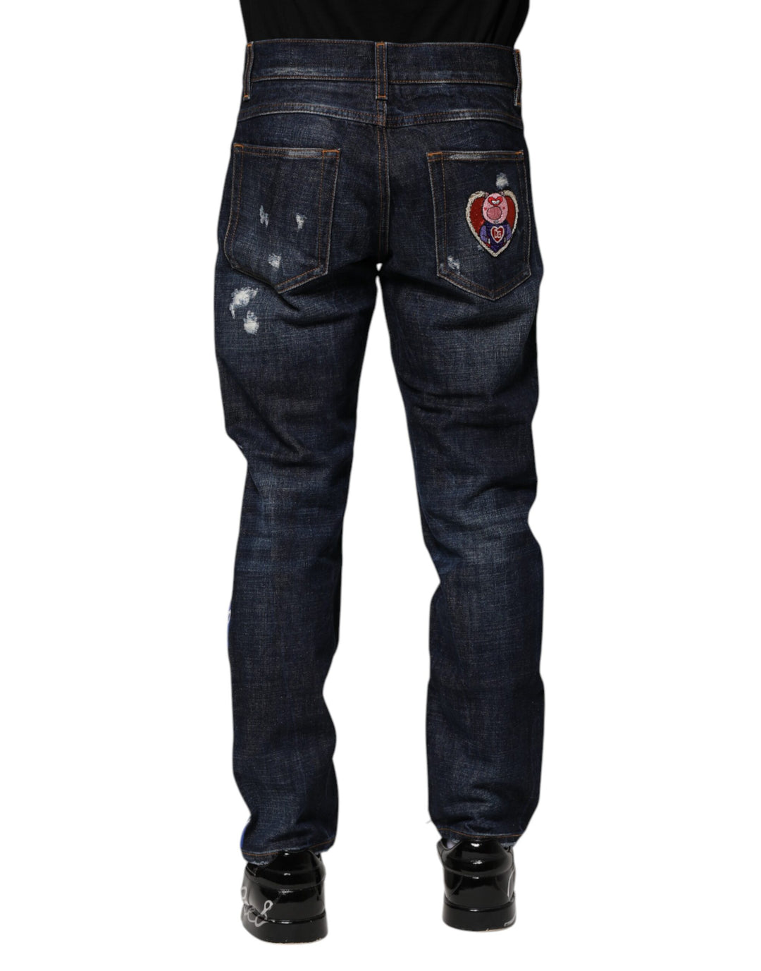 Dolce &amp; Gabbana Sample Sale Dolce &amp; Gabbana Dark Blue Tattered Skinny Denim Jeans - | Designer outlet