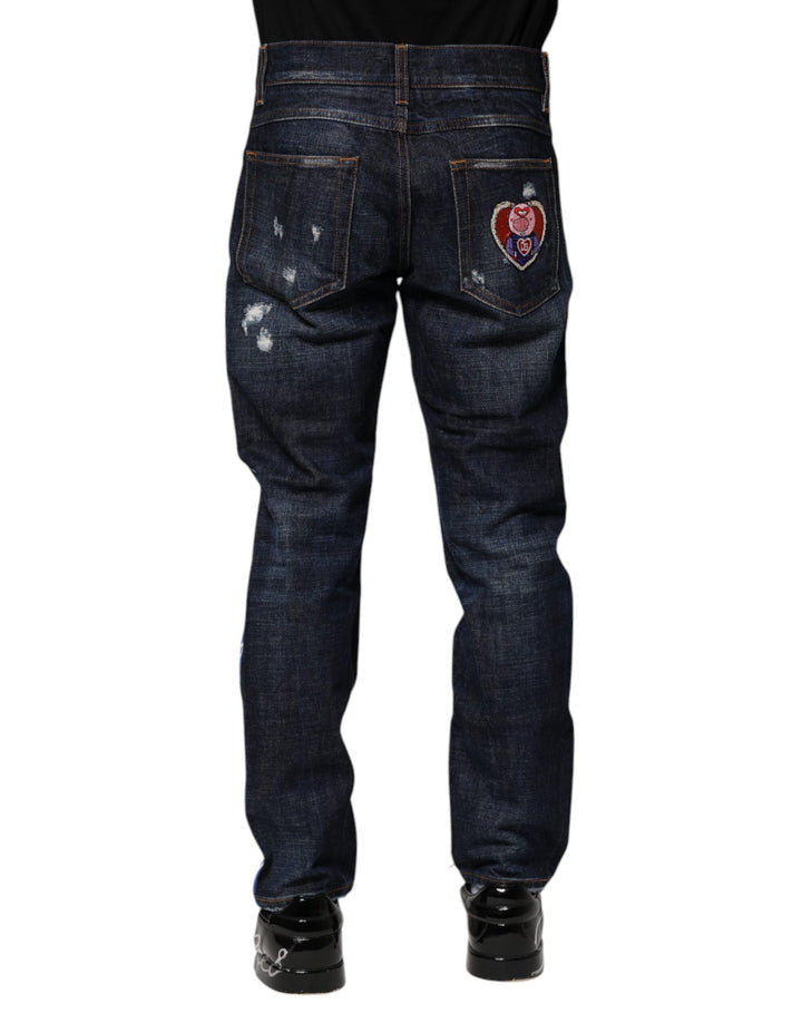 Dolce &amp; Gabbana Sample Sale Dolce &amp; Gabbana Dark Blue Tattered Skinny Denim Jeans - | Designer outlet