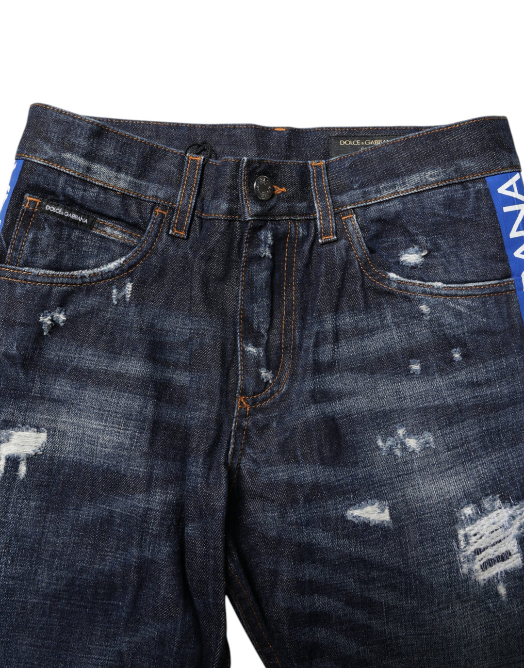 Dolce &amp; Gabbana Sample Sale Dolce &amp; Gabbana Dark Blue Tattered Skinny Denim Jeans - | Designer outlet