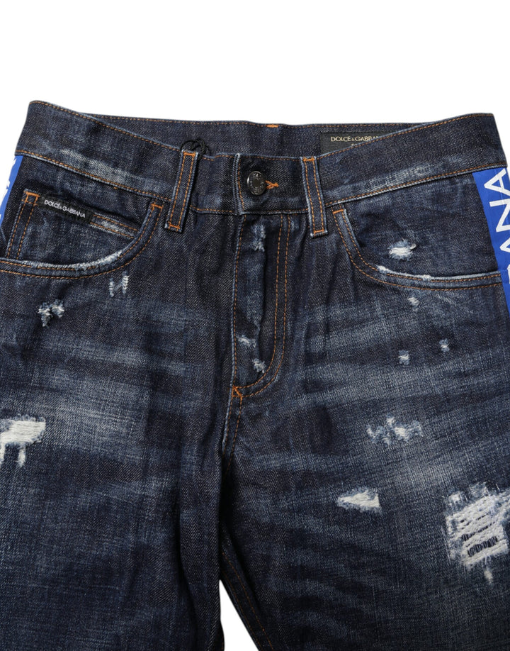 Dolce &amp; Gabbana Sample Sale Dolce &amp; Gabbana Dark Blue Tattered Skinny Denim Jeans - | Designer outlet