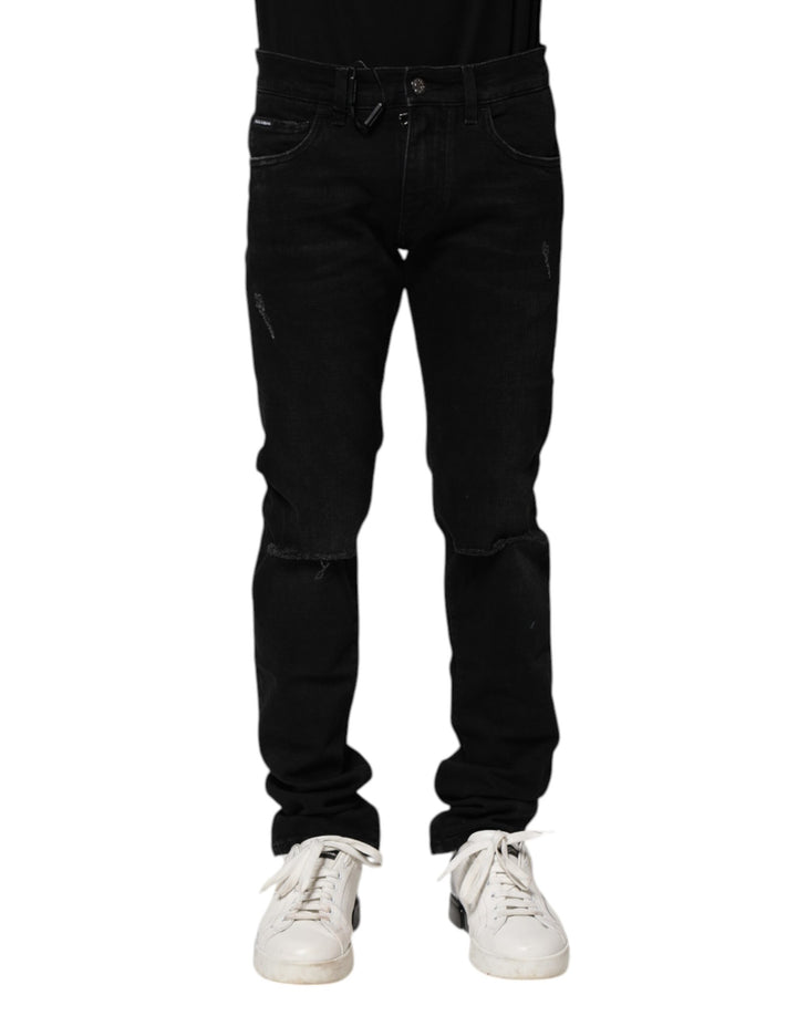 Dolce &amp; Gabbana Sample Sale Dolce &amp; Gabbana Black Cotton Skinny Men Denim Jeans - | Designer outlet