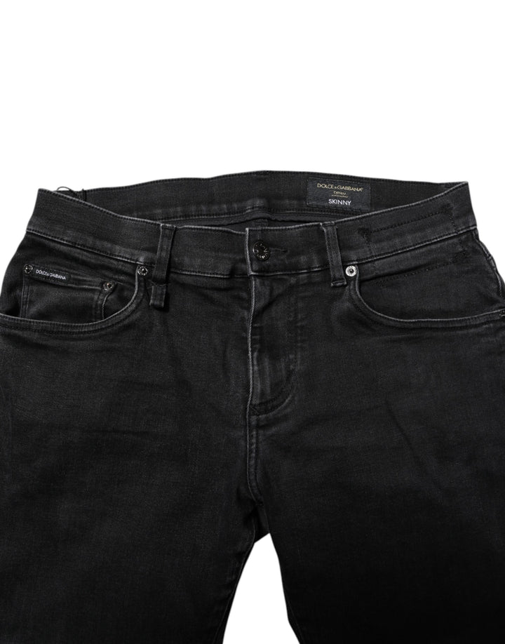 Dolce & Gabbana Black Cotton Skinny Men Denim Jeans