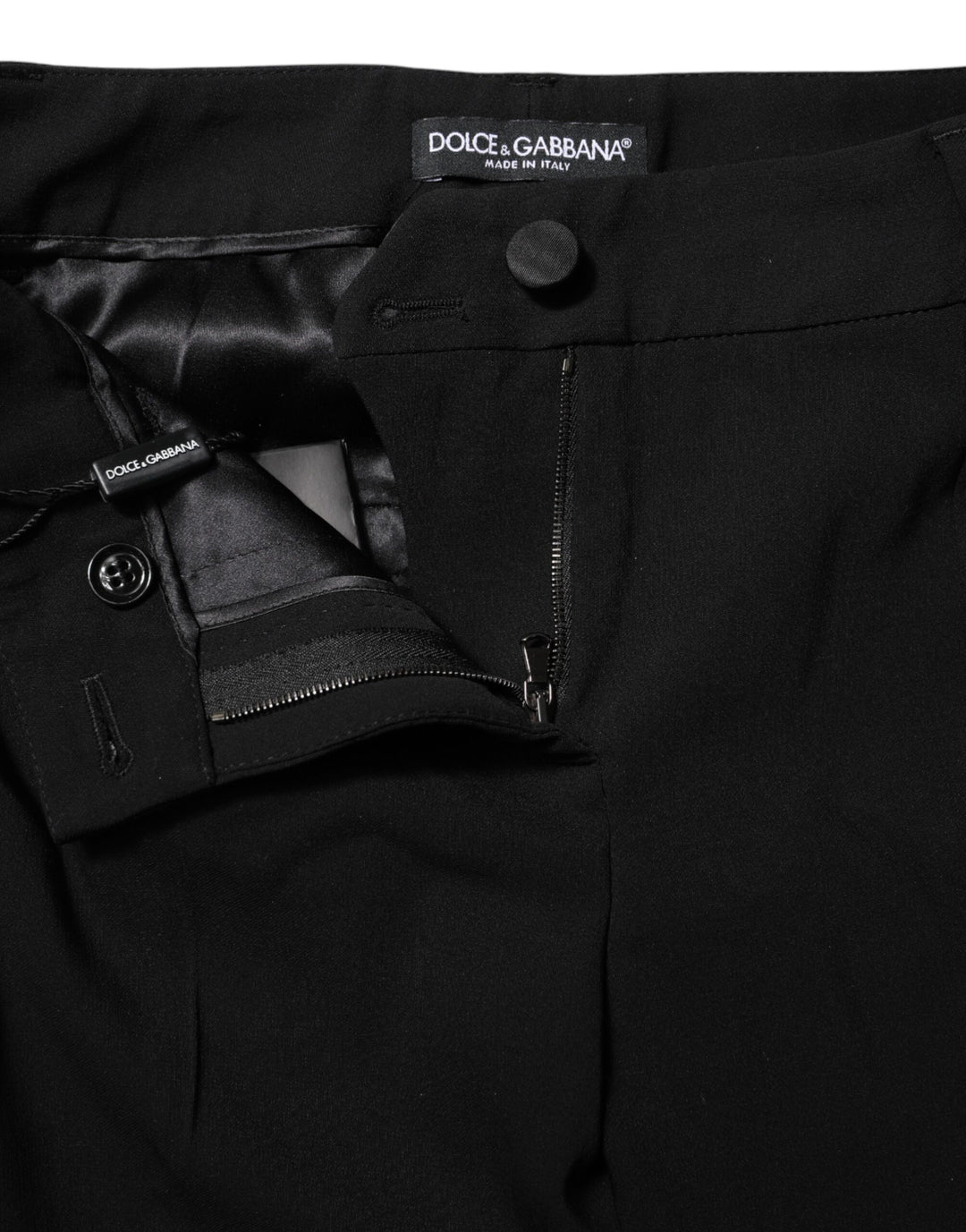 Dolce &amp; Gabbana Sample Sale Dolce &amp; Gabbana Black Wool Mid Waisted Tapered Dress Pants - | Designer outlet
