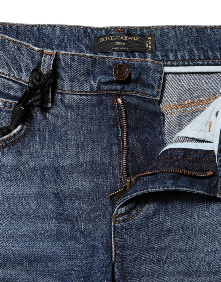 Dolce &amp; Gabbana Sample Sale Dolce &amp; Gabbana Blue Cotton Tattered Boyfriend Denim Jeans - | Designer outlet
