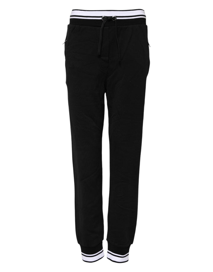 Dolce &amp; Gabbana Black Cotton Mid Waist Jogger Pants by Dolce &amp; Gabbana outlet now on sale