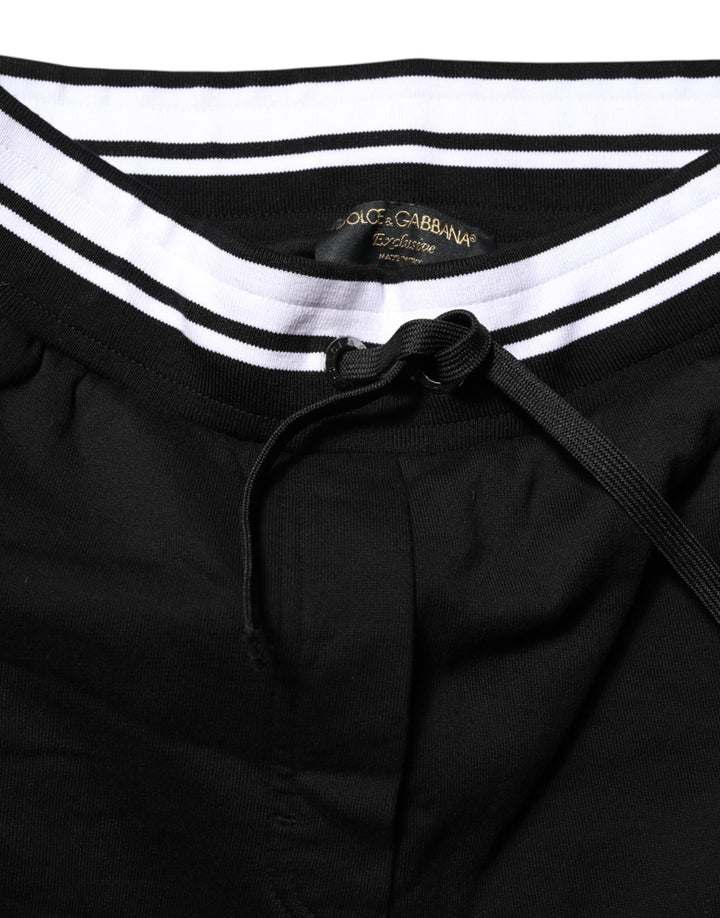 Dolce &amp; Gabbana Black Cotton Mid Waist Jogger Pants by Dolce &amp; Gabbana outlet now on sale