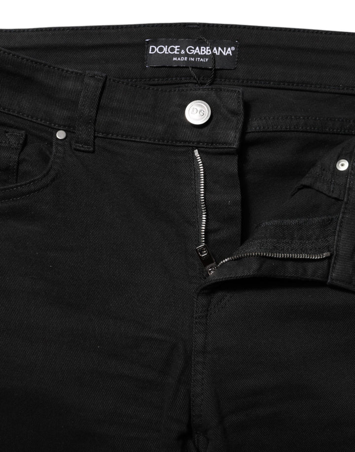 Dolce &amp; Gabbana Black Cotton Skinny Mid Waisted Denim Jeans by Dolce &amp; Gabbana outlet now on sale