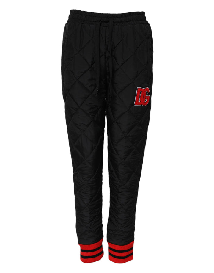 Dolce &amp; Gabbana Black Quilted Mid Waist Jogger Pants by Dolce &amp; Gabbana outlet now on sale