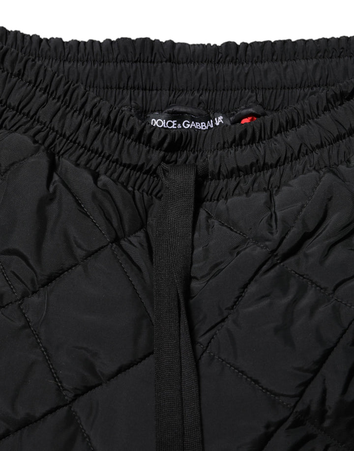 Dolce &amp; Gabbana Black Quilted Mid Waist Jogger Pants by Dolce &amp; Gabbana outlet now on sale