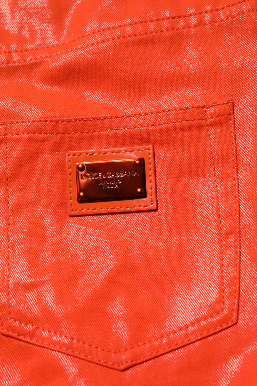 Dolce &amp; Gabbana Sample Sale Dolce &amp; Gabbana Orange Cotton High Waisted Denim Jeans - | Designer outlet