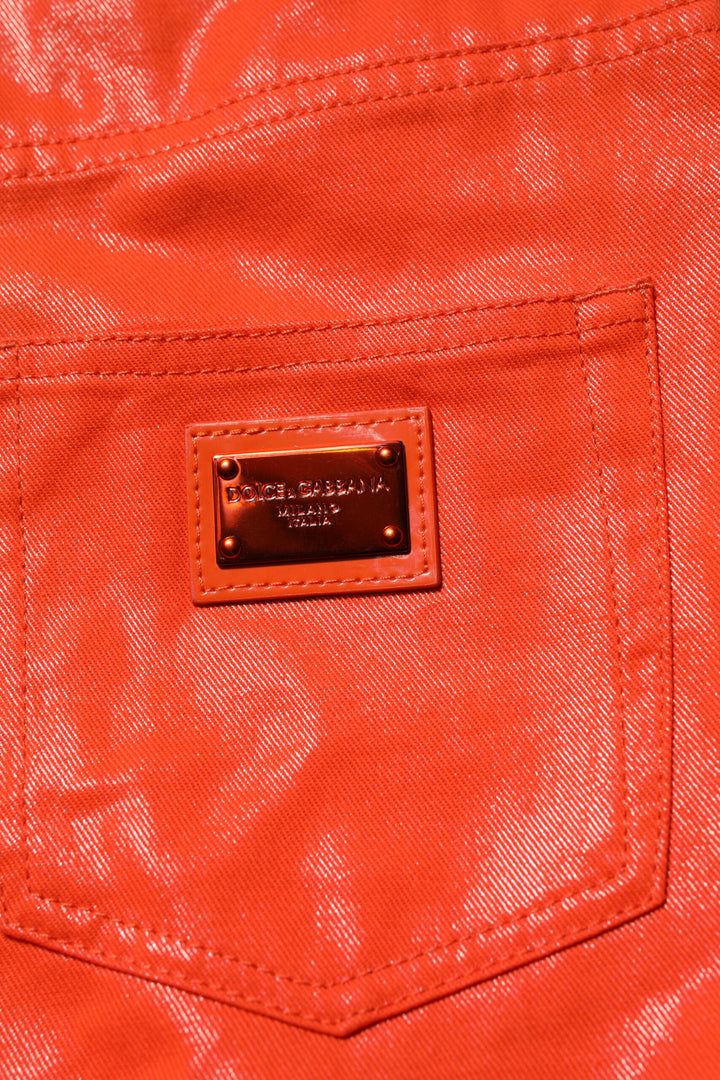 Dolce &amp; Gabbana Sample Sale Dolce &amp; Gabbana Orange Cotton High Waisted Denim Jeans - | Designer outlet