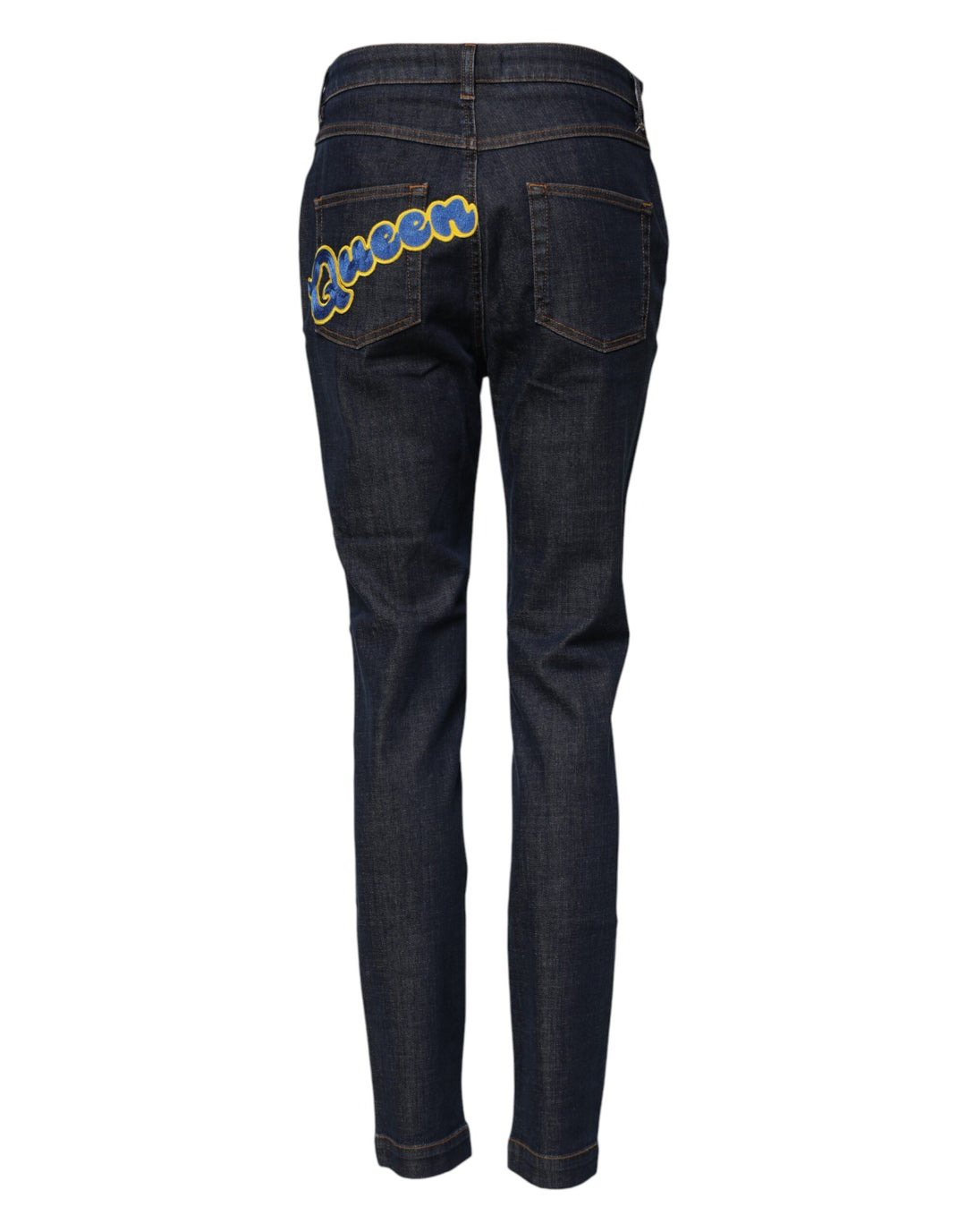 Dolce &amp; Gabbana Sample Sale Dolce &amp; Gabbana Blue Queen Patch AUDREY Mid Waist Denim Jeans - | Designer outlet