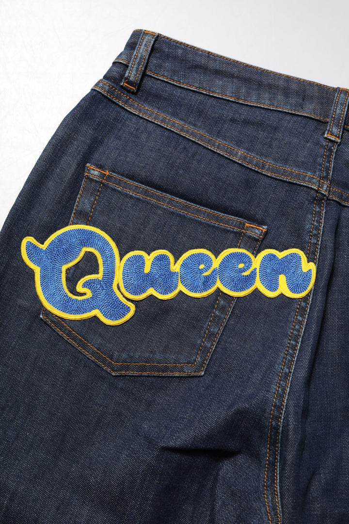 Dolce &amp; Gabbana Sample Sale Dolce &amp; Gabbana Blue Queen Patch AUDREY Mid Waist Denim Jeans - | Designer outlet