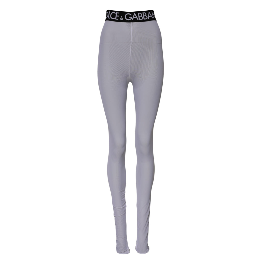 Dolce &amp; Gabbana Gray Nylon DG Logo Mid Waisted Leggings Pants by Dolce &amp; Gabbana outlet now on sale