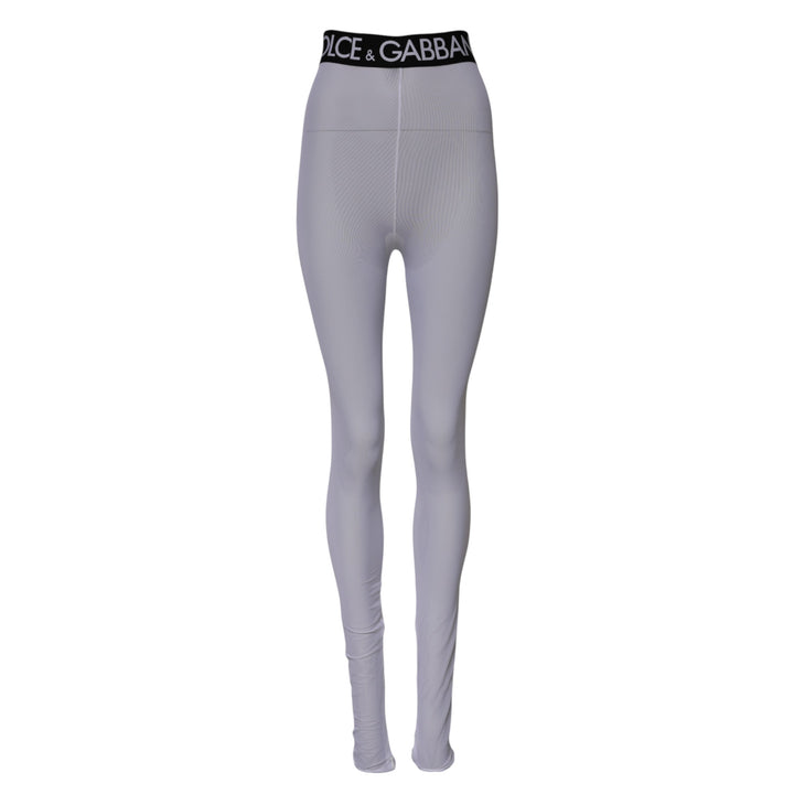 Dolce &amp; Gabbana Gray Nylon DG Logo Mid Waisted Leggings Pants by Dolce &amp; Gabbana outlet now on sale