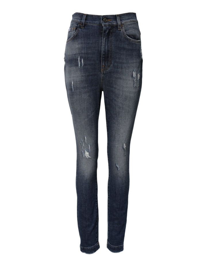 Dolce &amp; Gabbana Sample Sale Dolce &amp; Gabbana Blue Washed Cotton High Waisted Denim Jeans - | Designer outlet