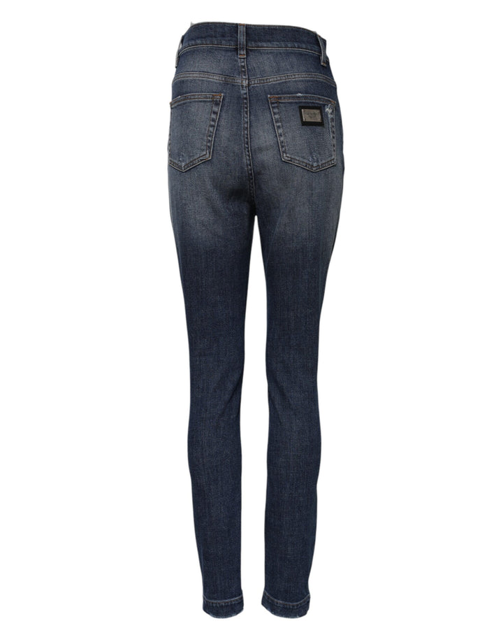Dolce &amp; Gabbana Sample Sale Dolce &amp; Gabbana Blue Washed Cotton High Waisted Denim Jeans - | Designer outlet