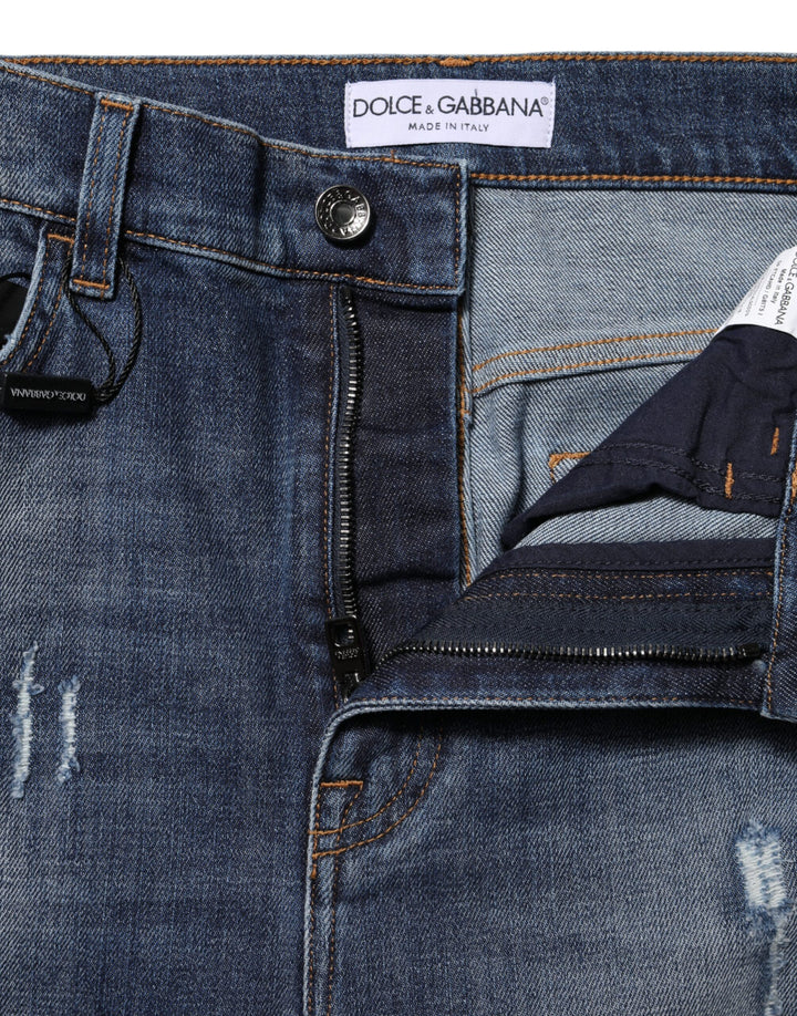 Dolce &amp; Gabbana Sample Sale Dolce &amp; Gabbana Blue Washed Cotton High Waisted Denim Jeans - | Designer outlet
