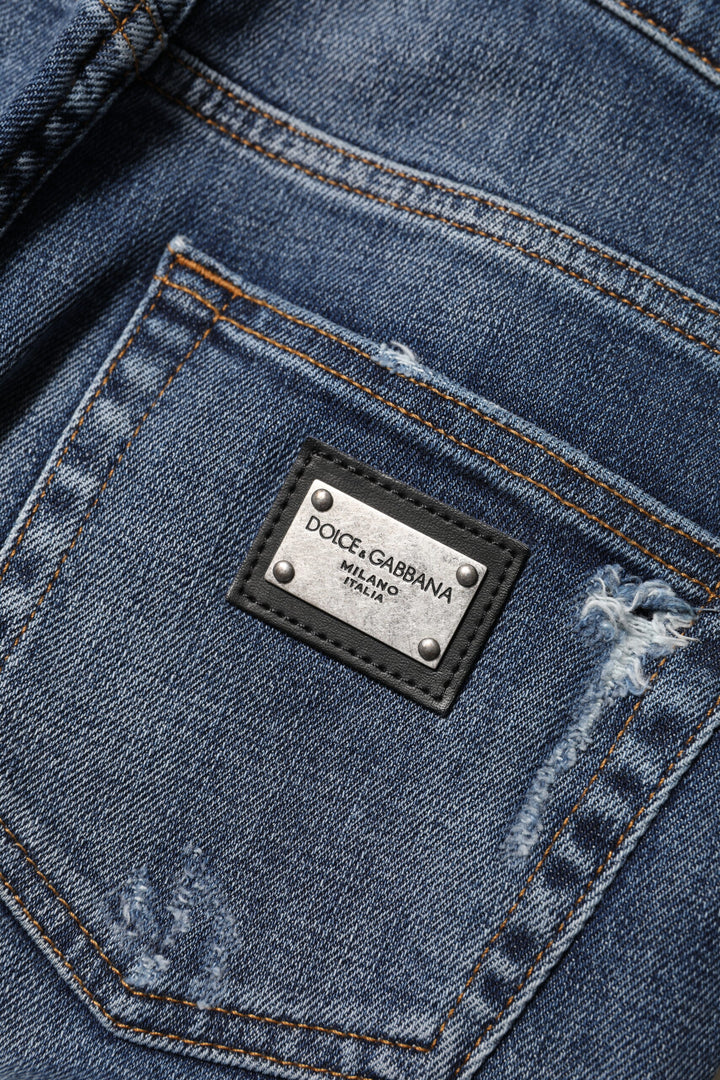 Dolce &amp; Gabbana Sample Sale Dolce &amp; Gabbana Blue Washed Cotton High Waisted Denim Jeans - | Designer outlet