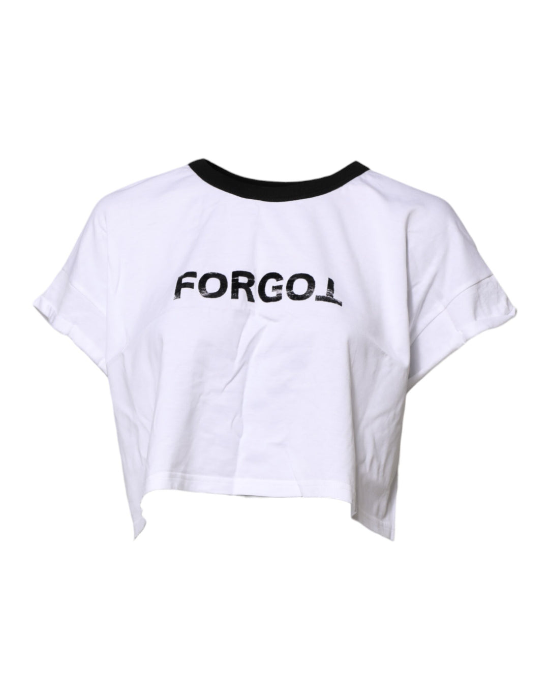 Dolce & Gabbana White Graphic Print Crew Neck Cropped T-shirt