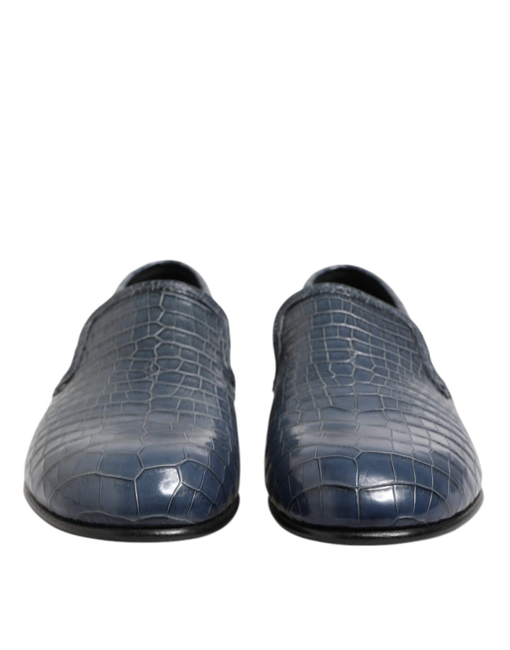 Dolce & Gabbana Blue Exotic Leather Slip On Loafers Men Dress Shoes by Dolce & Gabbana outlet now on sale