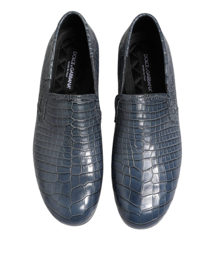 Dolce & Gabbana Blue Exotic Leather Slip On Loafers Men Dress Shoes by Dolce & Gabbana outlet now on sale