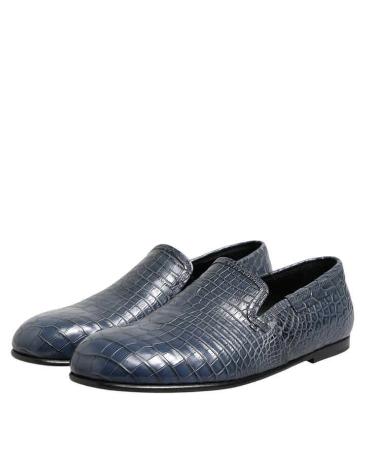 Dolce & Gabbana Blue Exotic Leather Slip On Loafers Men Dress Shoes by Dolce & Gabbana outlet now on sale