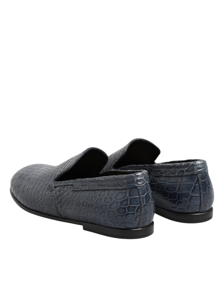 Dolce & Gabbana Blue Exotic Leather Slip On Loafers Men Dress Shoes by Dolce & Gabbana outlet now on sale