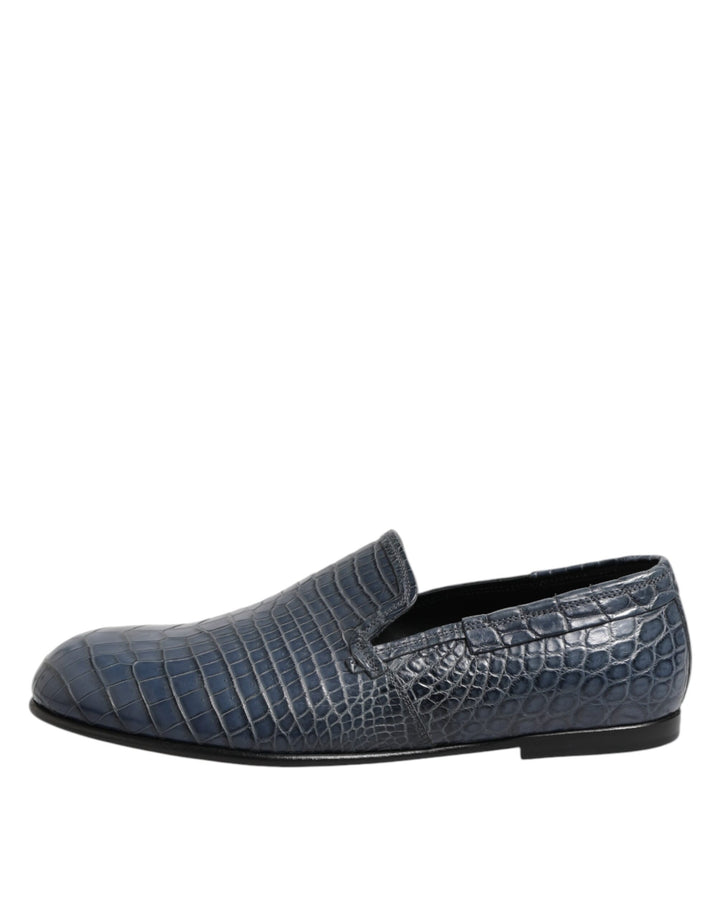 Dolce & Gabbana Blue Exotic Leather Slip On Loafers Men Dress Shoes by Dolce & Gabbana outlet now on sale