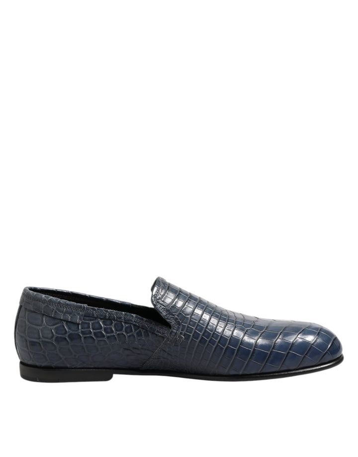 Dolce & Gabbana Blue Exotic Leather Slip On Loafers Men Dress Shoes by Dolce & Gabbana outlet now on sale