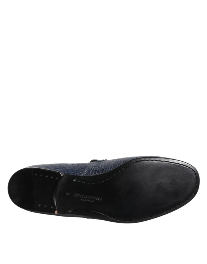 Dolce & Gabbana Blue Exotic Leather Slip On Loafers Men Dress Shoes by Dolce & Gabbana outlet now on sale
