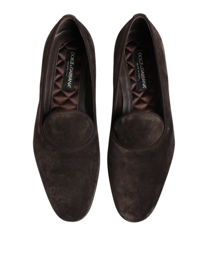 Dolce &amp; Gabbana Brown Velvet Leather Slip On Loafers Shoes by Dolce &amp; Gabbana outlet now on sale