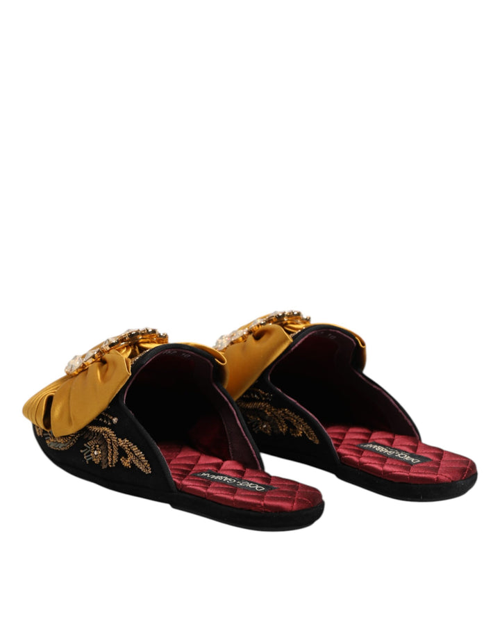 Dolce &amp; Gabbana Multicolor Embellished Flat Sandals Shoes by Dolce &amp; Gabbana outlet now on sale