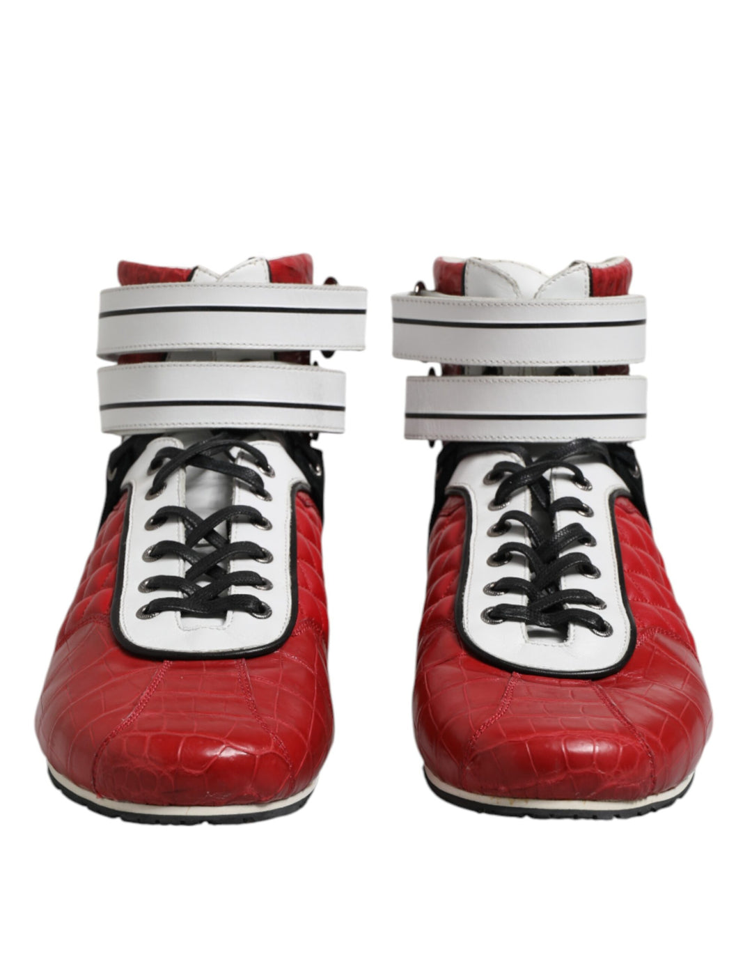 Dolce &amp; Gabbana Sample Sale Dolce &amp; Gabbana Red Quilted Leather Lace Up Sneakers Shoes - | Designer outlet