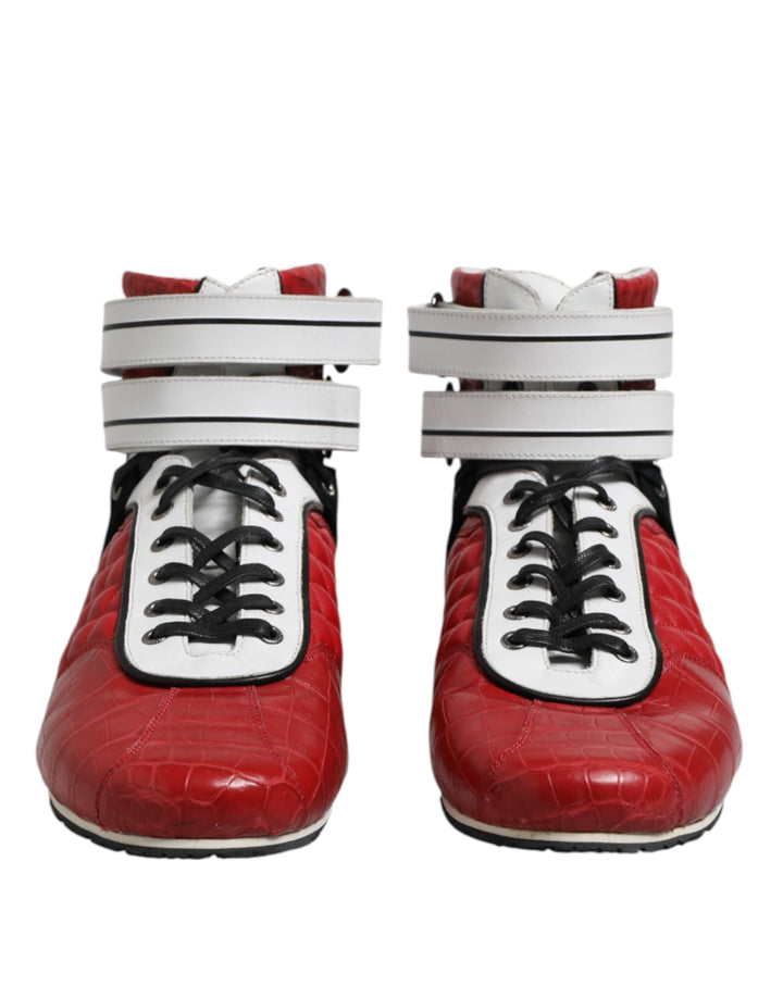 Dolce &amp; Gabbana Sample Sale Dolce &amp; Gabbana Red Quilted Leather Lace Up Sneakers Shoes - | Designer outlet