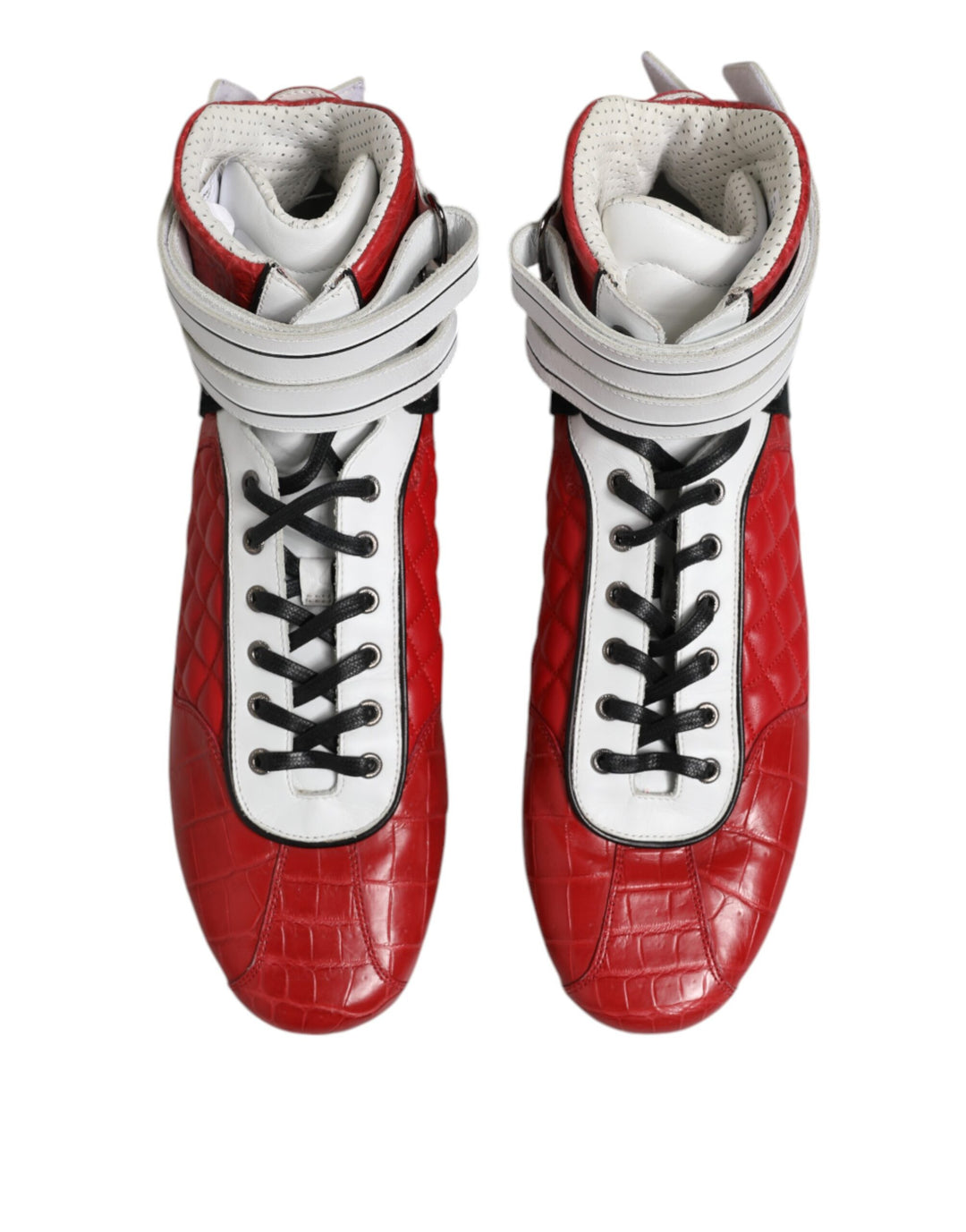 Dolce &amp; Gabbana Sample Sale Dolce &amp; Gabbana Red Quilted Leather Lace Up Sneakers Shoes - | Designer outlet