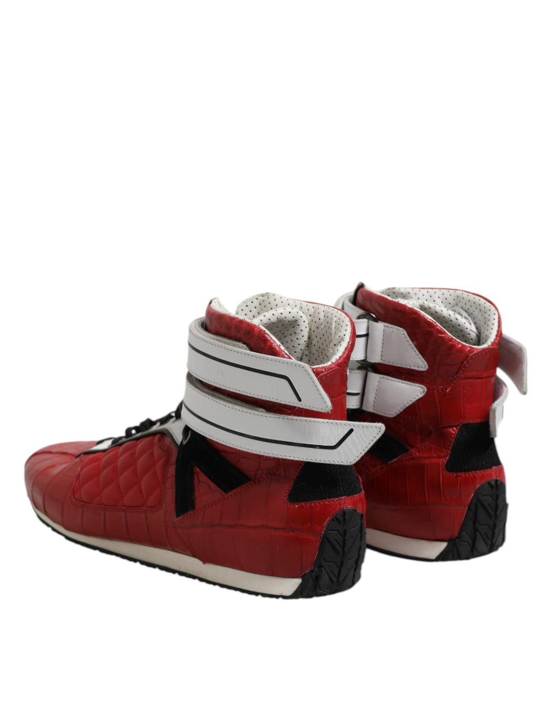Dolce &amp; Gabbana Sample Sale Dolce &amp; Gabbana Red Quilted Leather Lace Up Sneakers Shoes - | Designer outlet