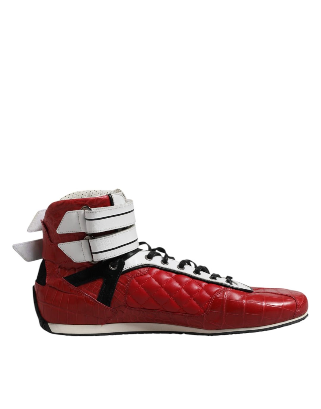 Dolce &amp; Gabbana Sample Sale Dolce &amp; Gabbana Red Quilted Leather Lace Up Sneakers Shoes - | Designer outlet