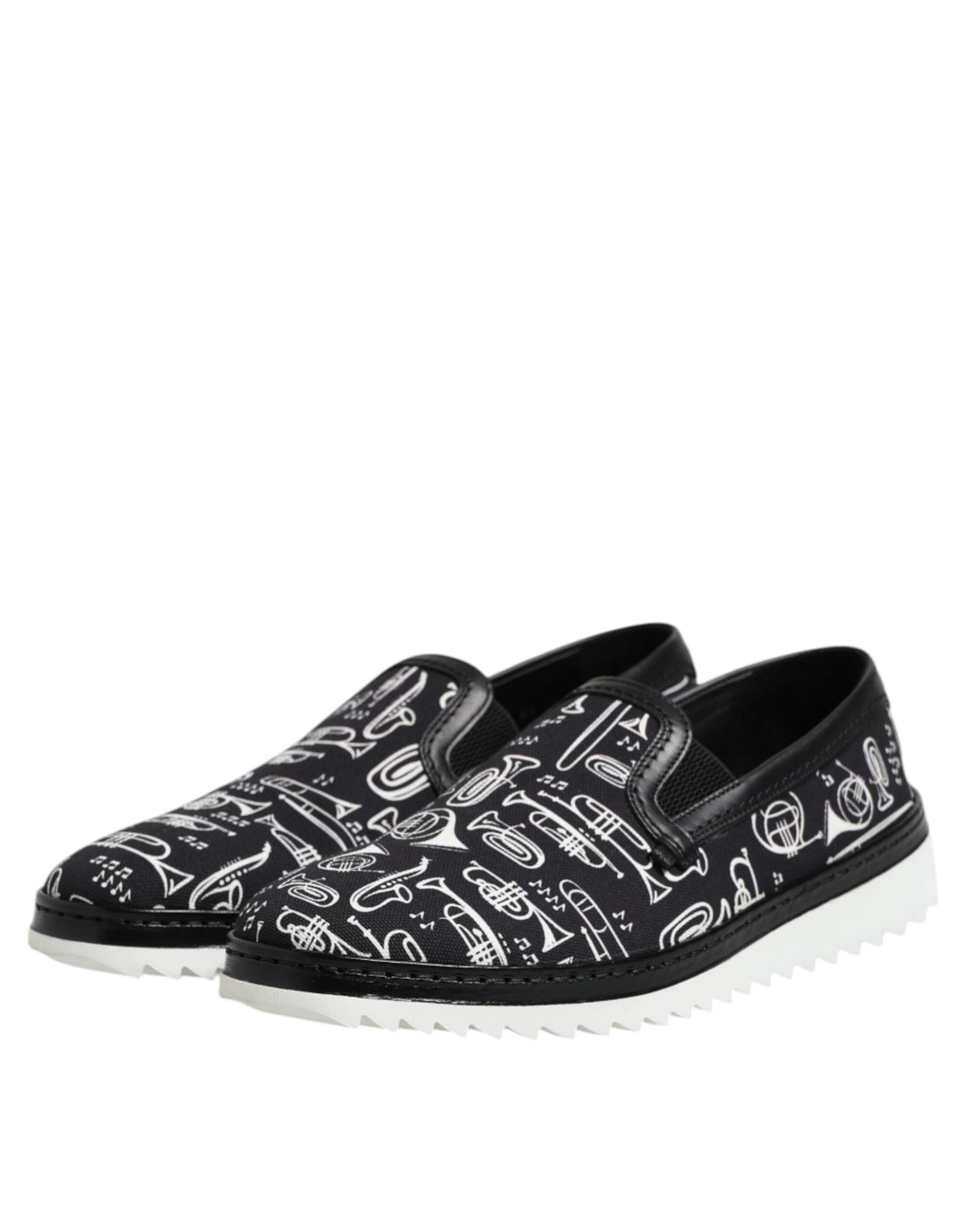 Dolce &amp; Gabbana Sample Sale Dolce &amp; Gabbana Black Slip On Printed Men Loafers Shoes - | Designer outlet