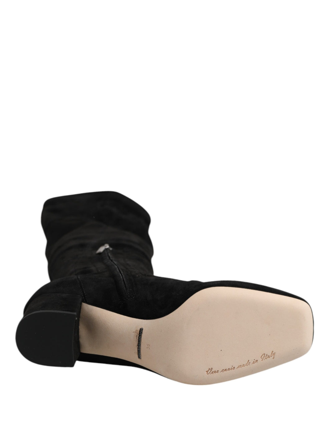 Dolce &amp; Gabbana Black Suede Leather Knee High Boots Shoes by Dolce &amp; Gabbana outlet now on sale