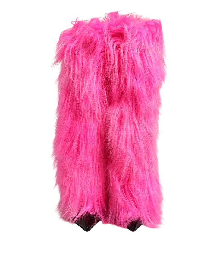 Dolce &amp; Gabbana Sample Sale Dolce &amp; Gabbana Pink Faux Fur Leather High Heels Boots Shoes - | Designer outlet