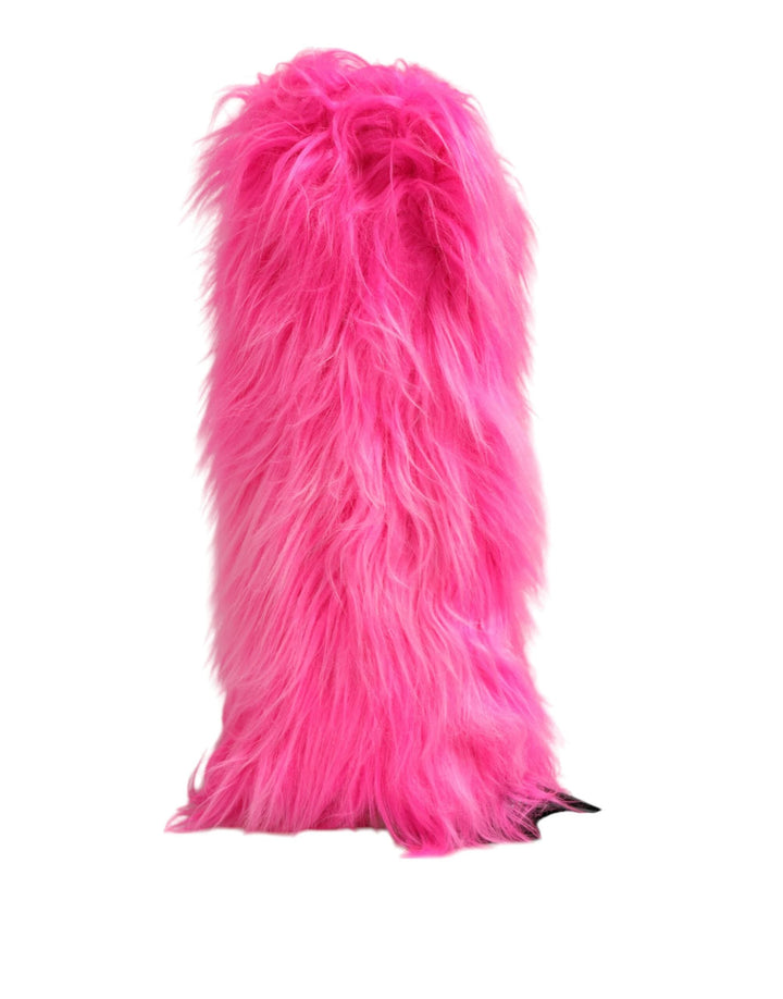 Dolce &amp; Gabbana Sample Sale Dolce &amp; Gabbana Pink Faux Fur Leather High Heels Boots Shoes - | Designer outlet