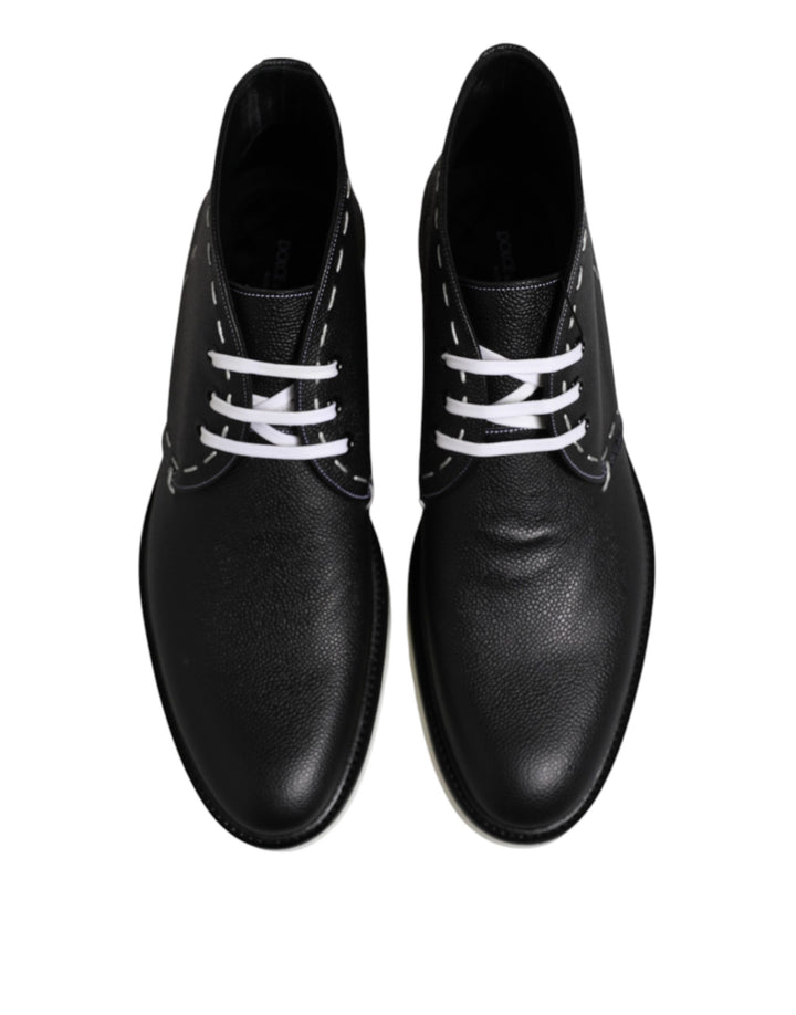 Dolce &amp; Gabbana Sample Sale Dolce &amp; Gabbana Black White Leather Ankle Boots Shoes - | Designer outlet