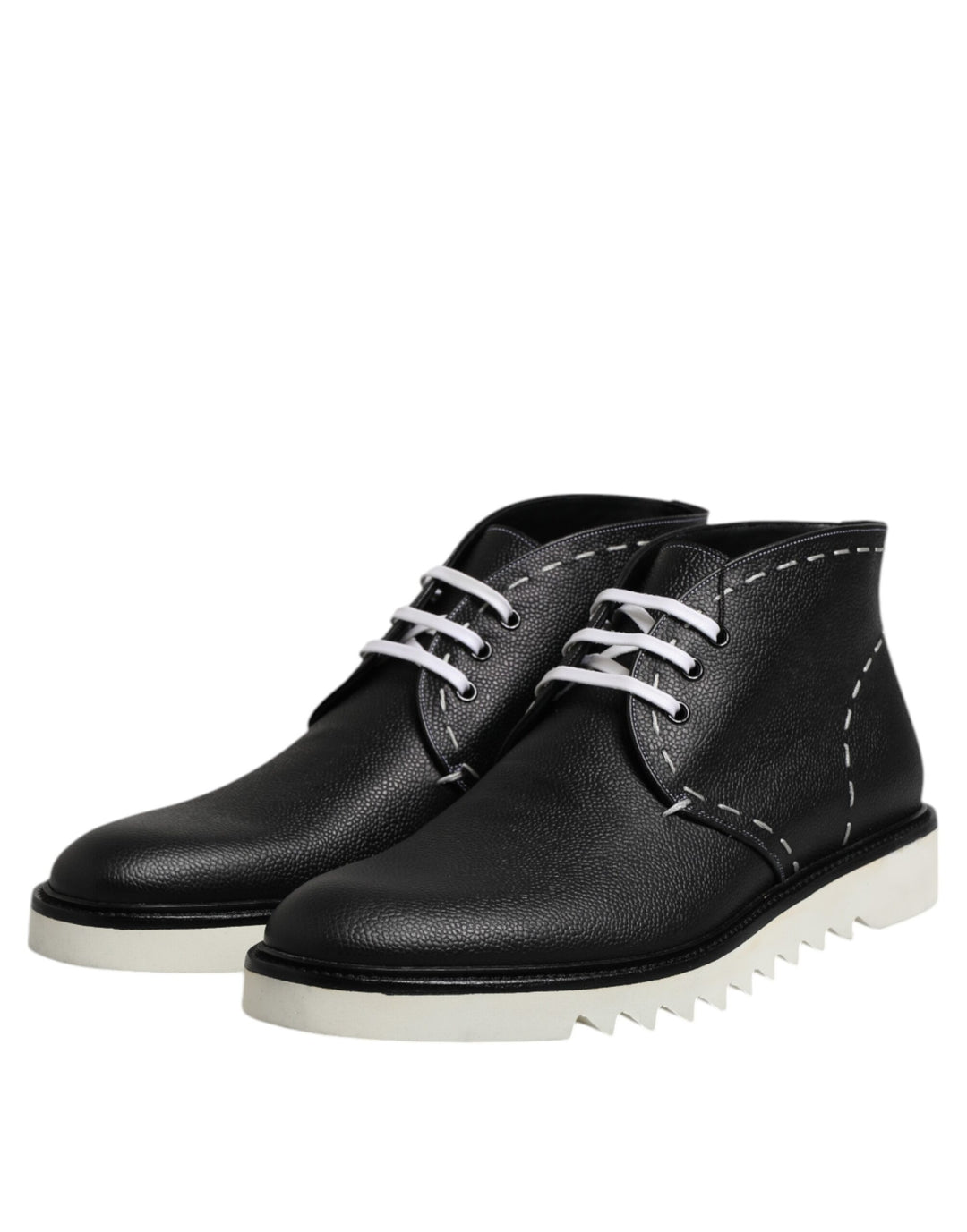 Dolce &amp; Gabbana Sample Sale Dolce &amp; Gabbana Black White Leather Ankle Boots Shoes - | Designer outlet