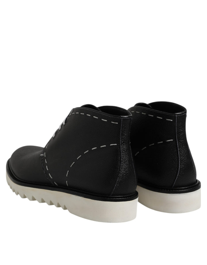 Dolce &amp; Gabbana Sample Sale Dolce &amp; Gabbana Black White Leather Ankle Boots Shoes - | Designer outlet