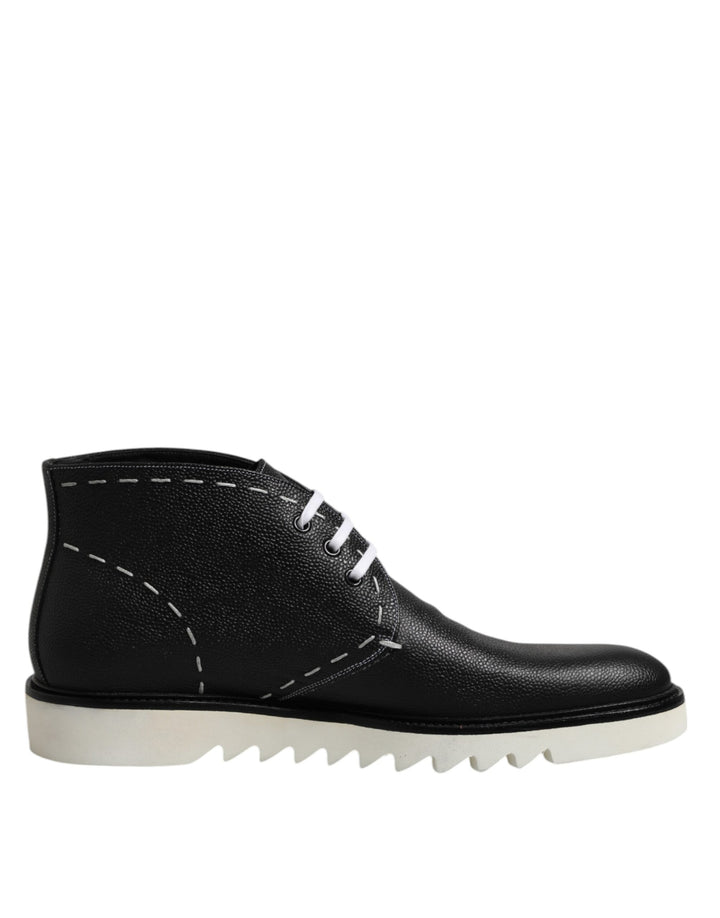 Dolce &amp; Gabbana Sample Sale Dolce &amp; Gabbana Black White Leather Ankle Boots Shoes - | Designer outlet
