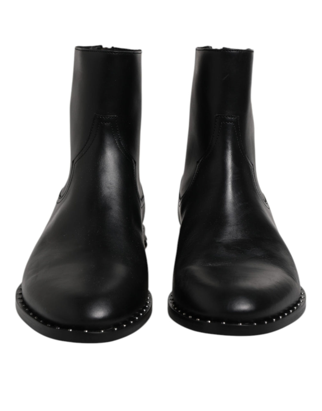 Dolce &amp; Gabbana Sample Sale Dolce &amp; Gabbana Black Leather Logo Ankle Boots Studded Shoes - | Designer outlet