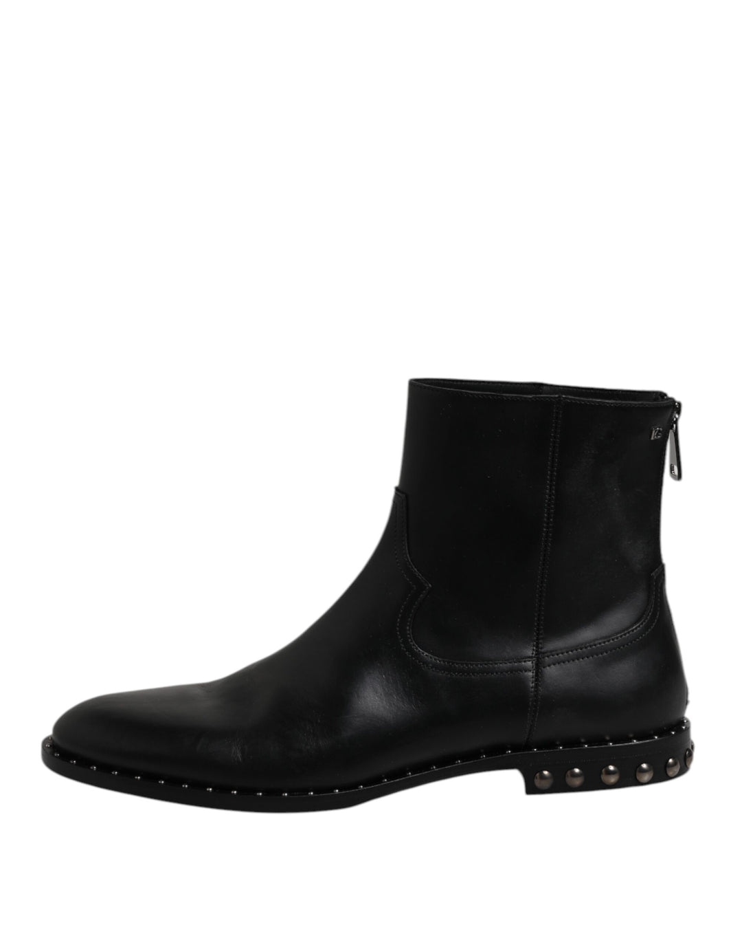 Dolce &amp; Gabbana Sample Sale Dolce &amp; Gabbana Black Leather Logo Ankle Boots Studded Shoes - | Designer outlet