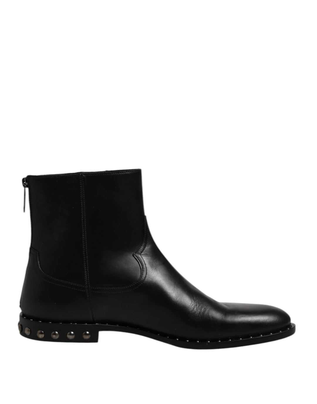 Dolce &amp; Gabbana Sample Sale Dolce &amp; Gabbana Black Leather Logo Ankle Boots Studded Shoes - | Designer outlet